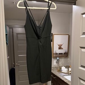 Lulu's Black Strappy V-Neck Bodycon Mini Dress